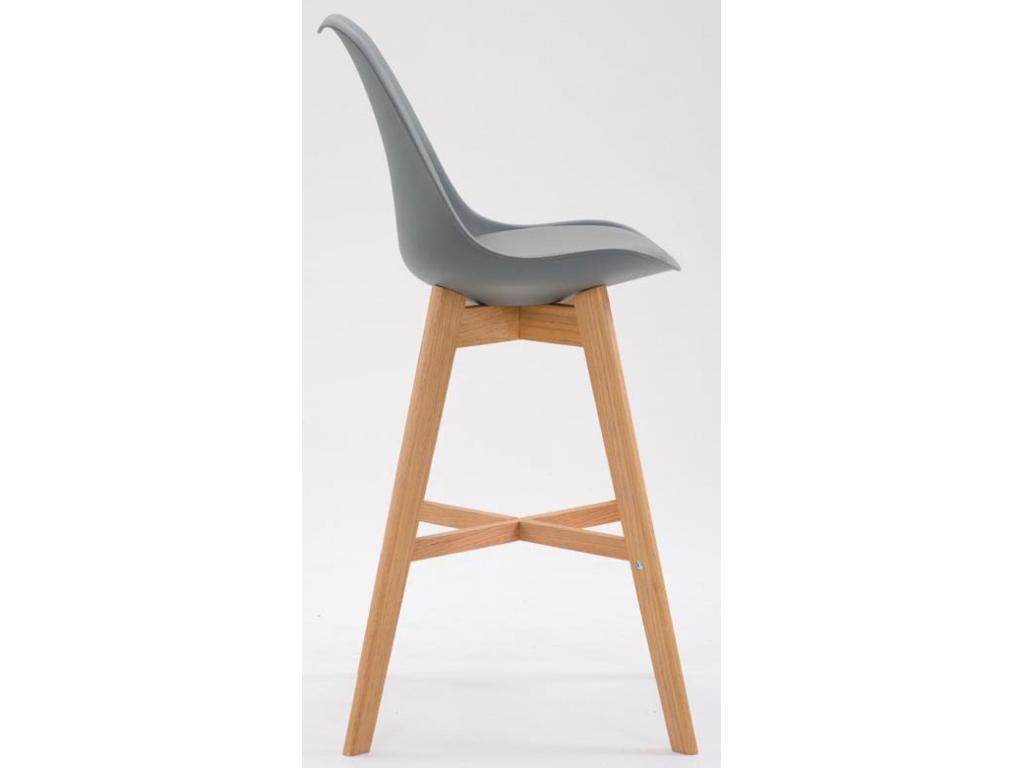Set of 2 Bar Stools - Plastic/Wood - Grey - Decohaute YUTZ82576