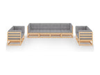 8-piece garden furniture set with cushions, solid pine wood, ZIJS33268
