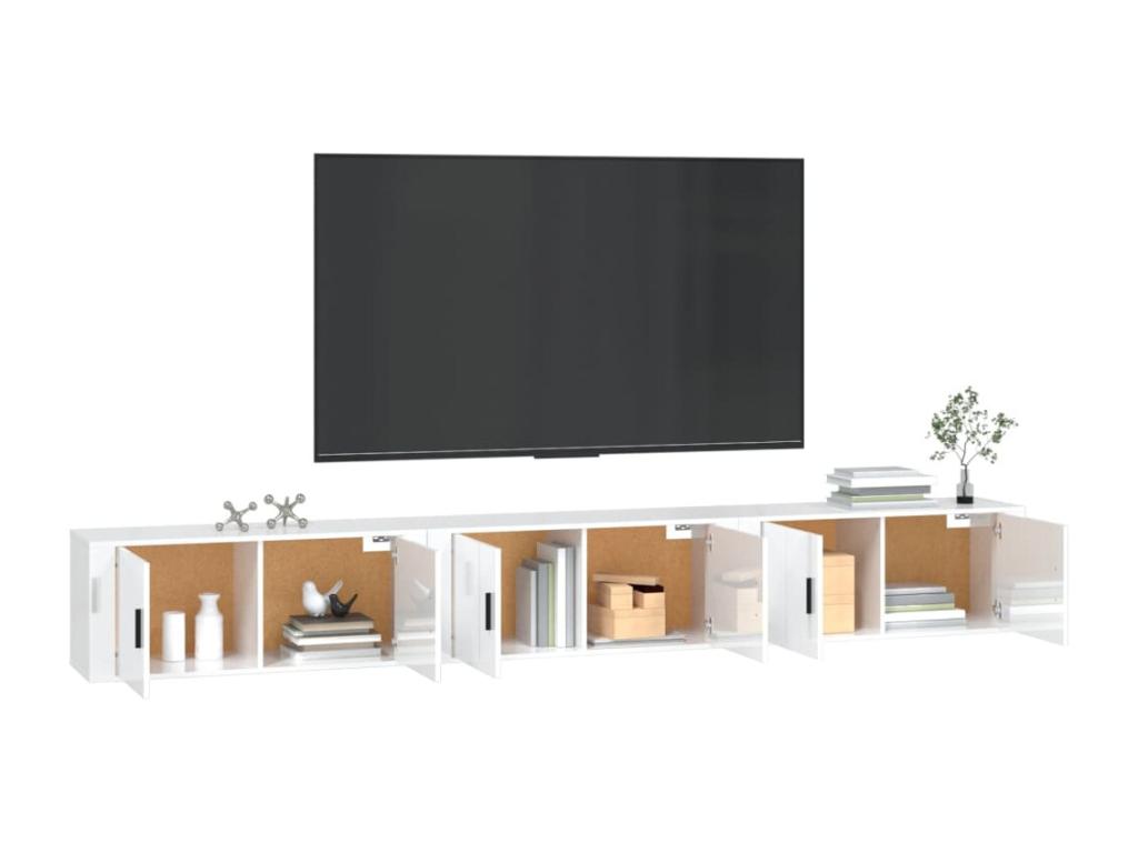 3-piece wall-mounted TV unit, glossy white, 100x34.5x40 cm, HICU11822