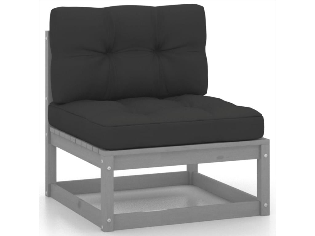 9-piece garden furniture set with cushions, Grey, Solid Pine Wood KXQB52295