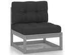 9-piece garden furniture set with cushions, Grey, Solid Pine Wood KXQB52295