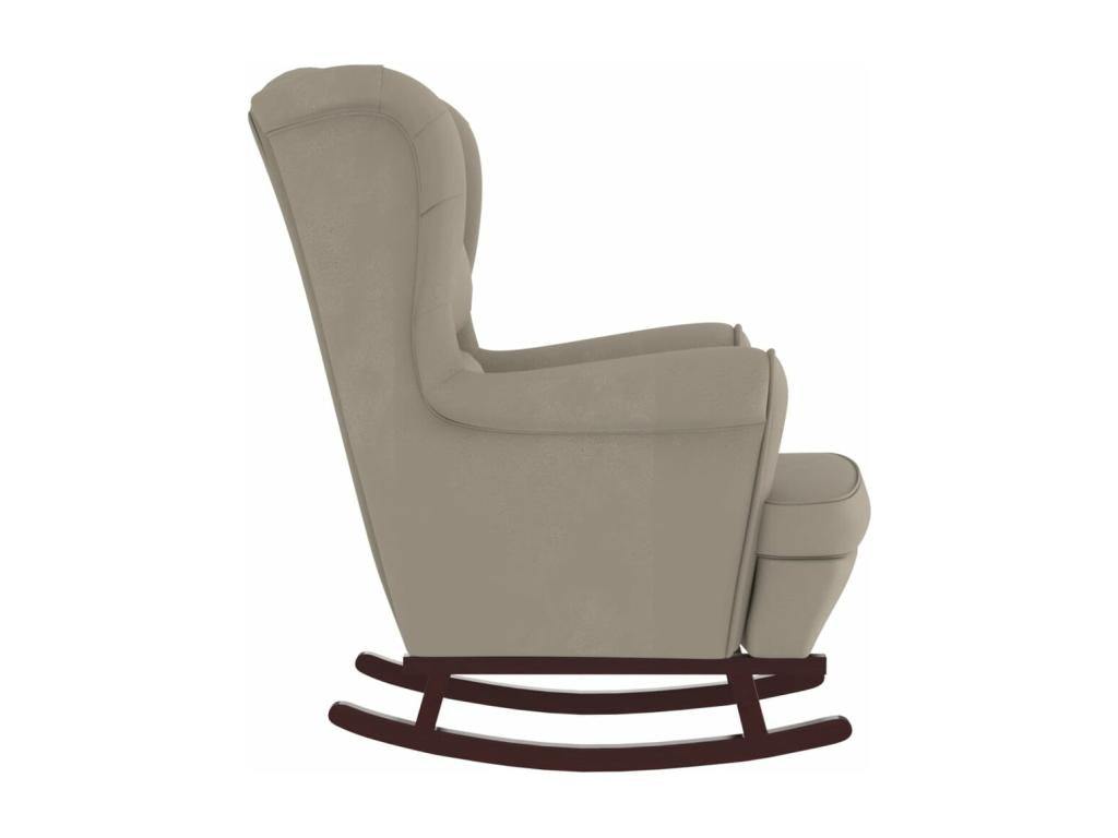 Rocking chair with rubberwood legs, light grey velvet, BPCW44570