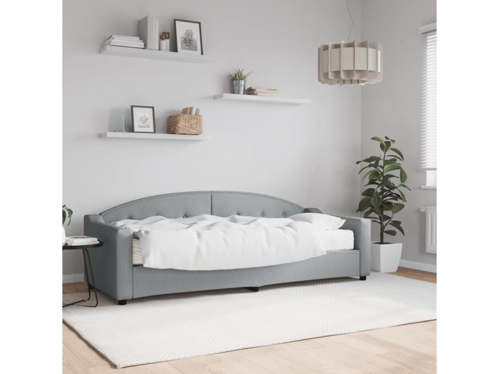 Daybed with light grey mattress 80x200 cm fabric TDMY60003
