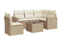 Garden furniture set with cushions, 6 pieces, beige woven resin, XYQA36003