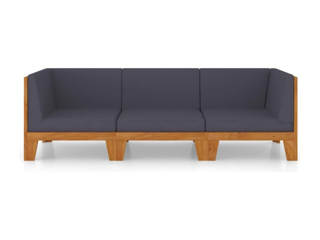 3-piece garden furniture set with cushions, solid wood, HMUS46946