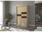 Chezlova Sliding Door Wardrobe in Light Matte Wood and Brown Lacquer - 3 Sizes - Width 120 cm QPVR33067