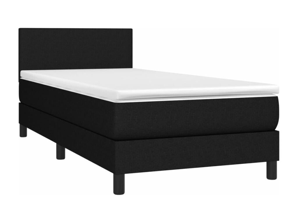 Upholstered bed base with mattress and LED lighting, black, 90x190 cm, fabric GBCR97760