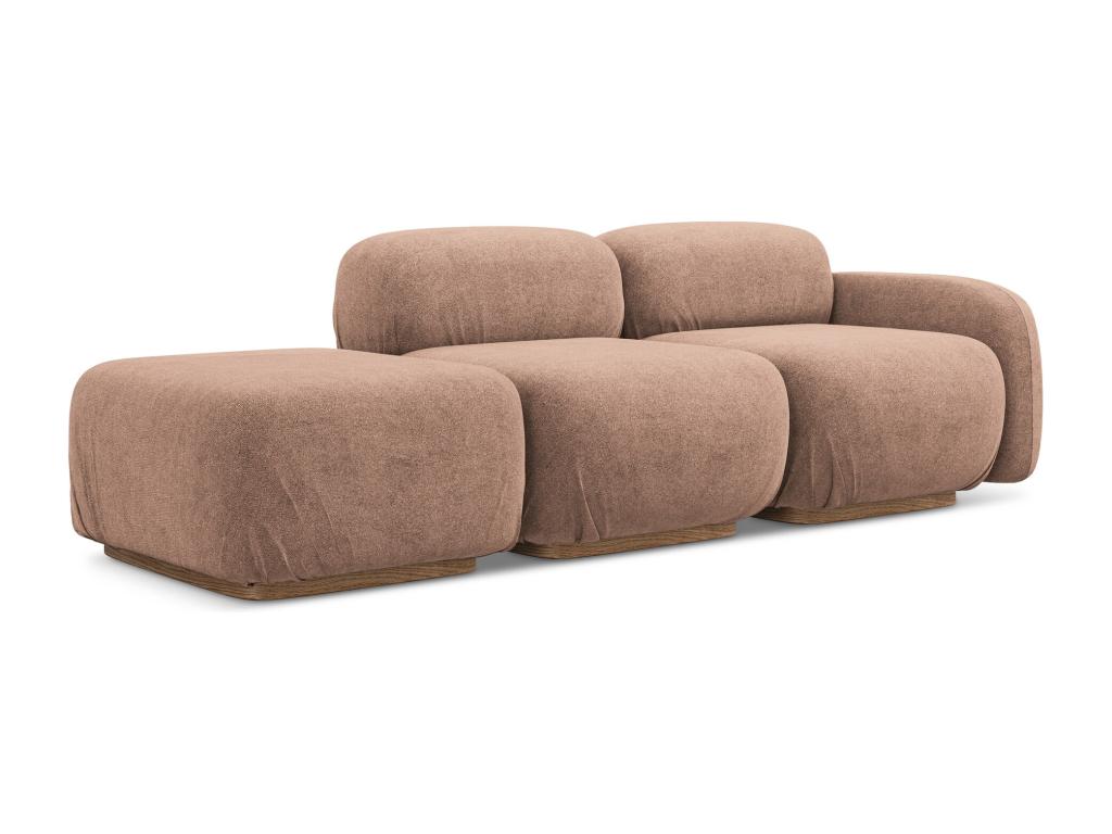 Modular 3-seater sofa, left-hand facing, in Bouclé fabric - muted pink - Decohaute GIHL86447