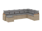 8-piece garden furniture set with cushions, beige woven resin, UOZM15391