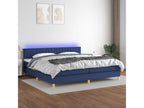 Upholstered bed base and mattress with blue LED lighting, 200x200 cm, fabric EHRB84902