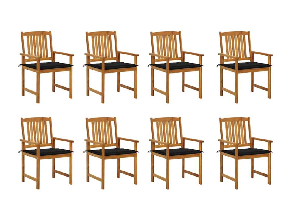 Garden chairs with cushions, set of 8, solid wood, Decohaute JNJZ29272