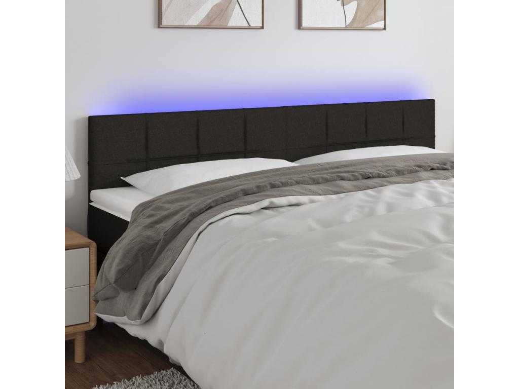 Black LED Headboard 180x5x78/88 cm Fabric BGAM45327