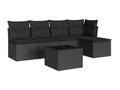 6-piece garden furniture set with cushions, black resin wicker IYOQ22147