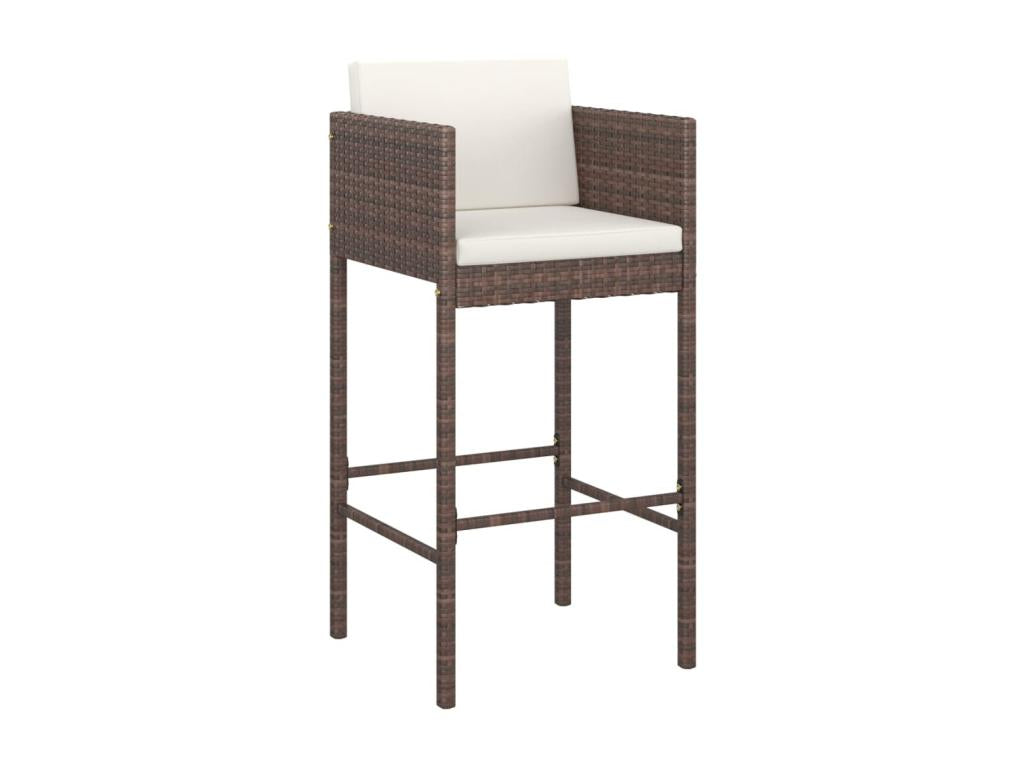 5-piece garden bar set and cushions, brown woven resin, TJRS24218