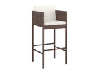 5-piece garden bar set and cushions, brown woven resin, TJRS24218