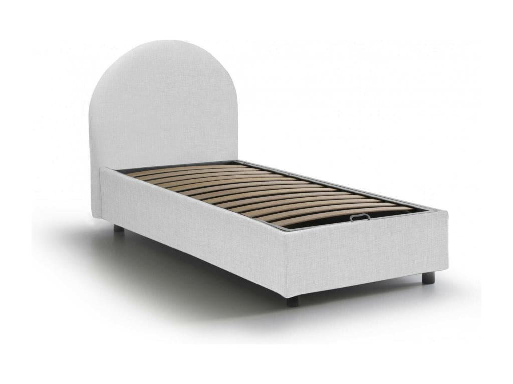 Decohaute Single Bed with Storage, Fabric Upholstery, Made in Italy, Front Opening, Suitable for 80x190 cm Mattress, White FGXJ85557