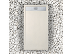70x195 cm shower tray with side grate, Decohaute Slim Beige Ral 9001, made of synthetic resin and marble powder, with drain OVPQ71822