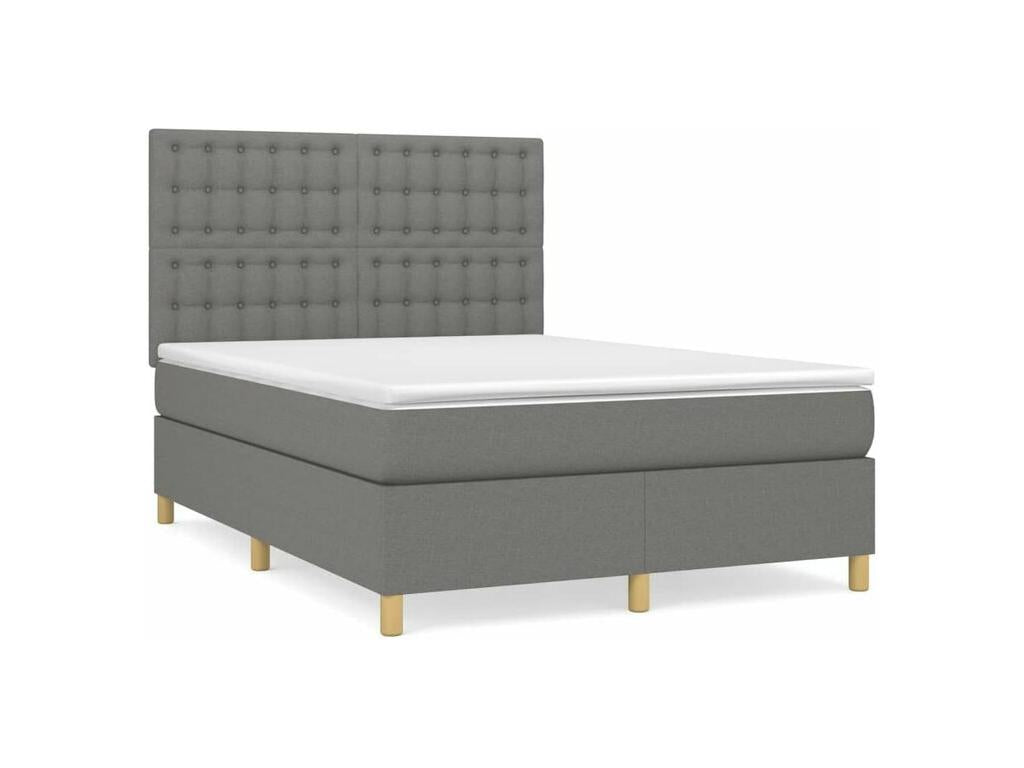 Decohaute bed base with dark grey mattress 140x190 Fabric PVFB39769