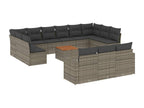 Garden furniture set with cushions, 14 pieces, grey woven resin MFRC17036