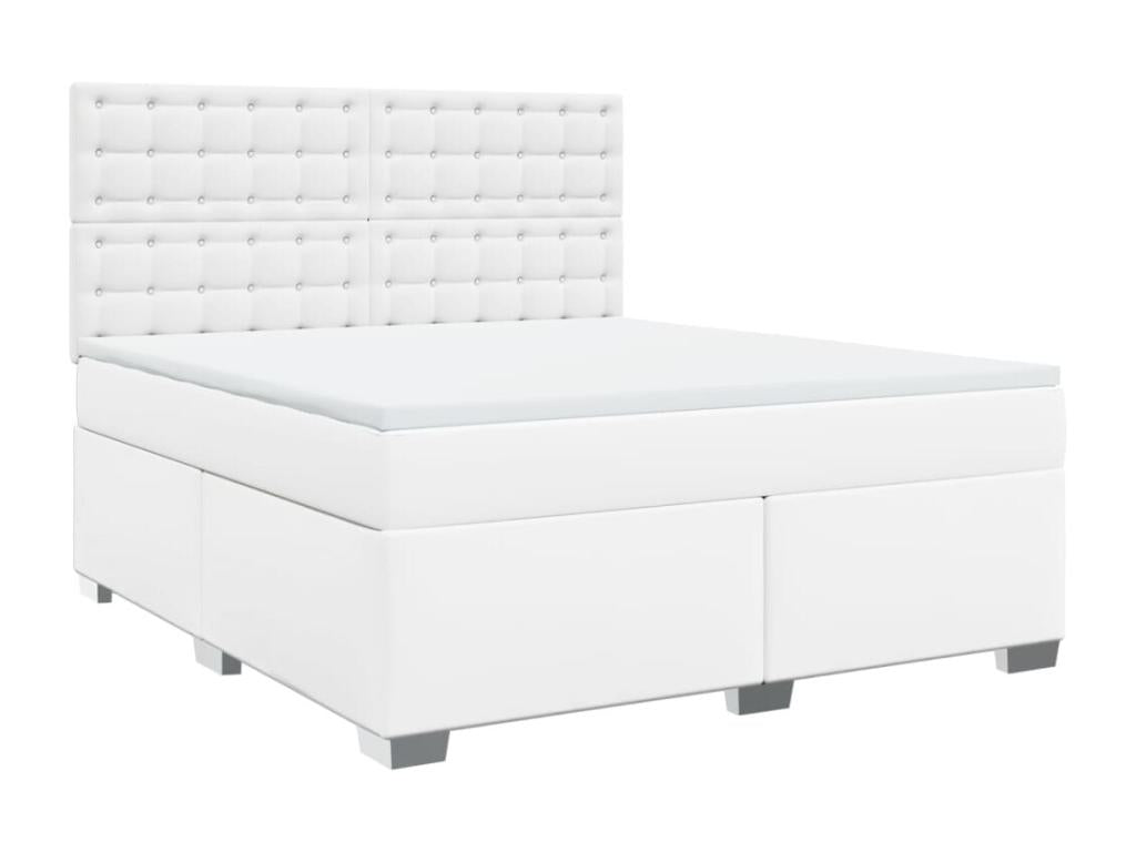 Decohaute bed base with mattress, white, 180x200cm, faux leather, DGMA40237