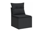 7-piece garden furniture set with cushions, black woven resin, UJZZ47079
