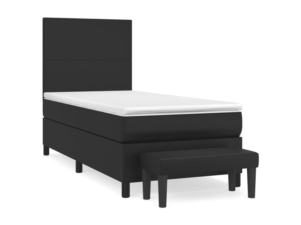 Decohaute bed base with black 90x190 cm faux leather mattress PMUQ52310