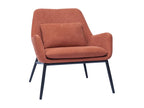 Designer armchair in burnt earth velvet-effect fabric and black metal, Decohaute VSEQ07019