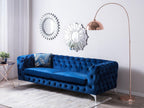 Decohaute Navy Blue Velvet 3-Seater Sofa JUIG14863