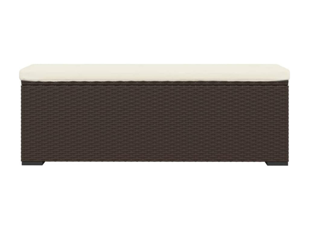 Pouf bench with brown cushion, 110x30x40 cm, woven resin, FLWD04142