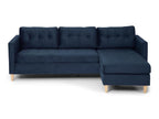Decohaute BA2 Sofa with reclining chaise longue, swivels to the right or left, in blue velvet. XORG46005