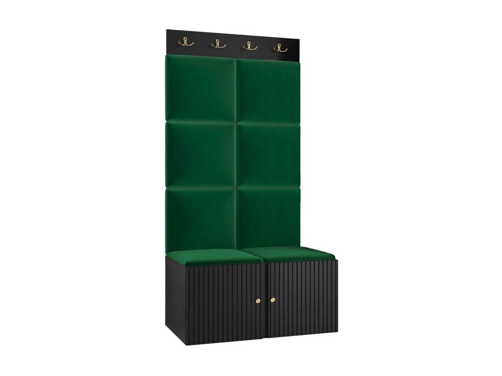 Decohaute 383 Hallway Unit 186x84x46cm Black - Green MDF - Laminate - Upholstery OEMU28586