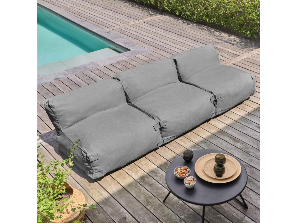 Modular 3-seater grey garden furniture set - Decohaute LVVH14271