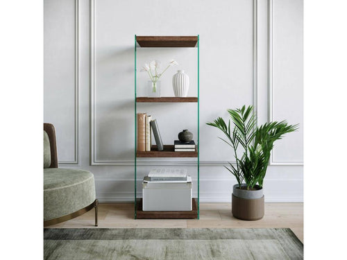 Decohaute Bookshelf, Desk Shelf, Mobile Book Holder, 40x35x120 cm, Walnut, SJKL09177