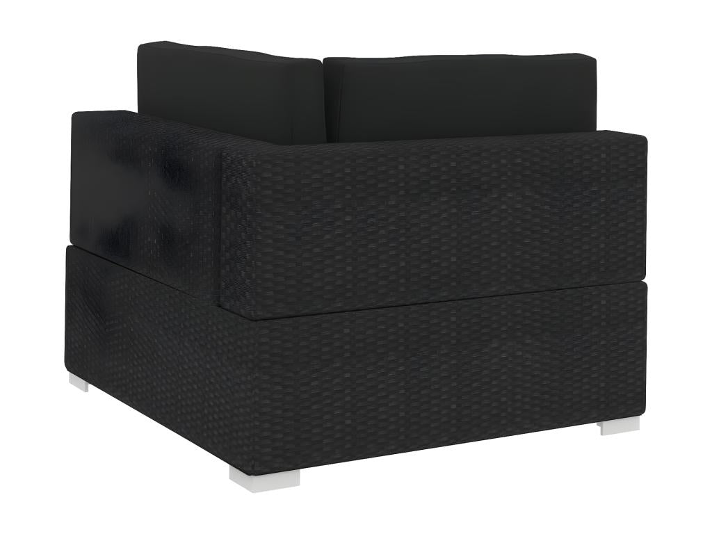 3-piece garden sofa set with cushions, black woven resin BHEP84389