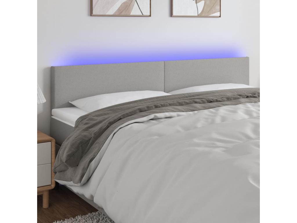 Light Grey LED Headboard 200x5x78/88 cm Fabric UPZL52124