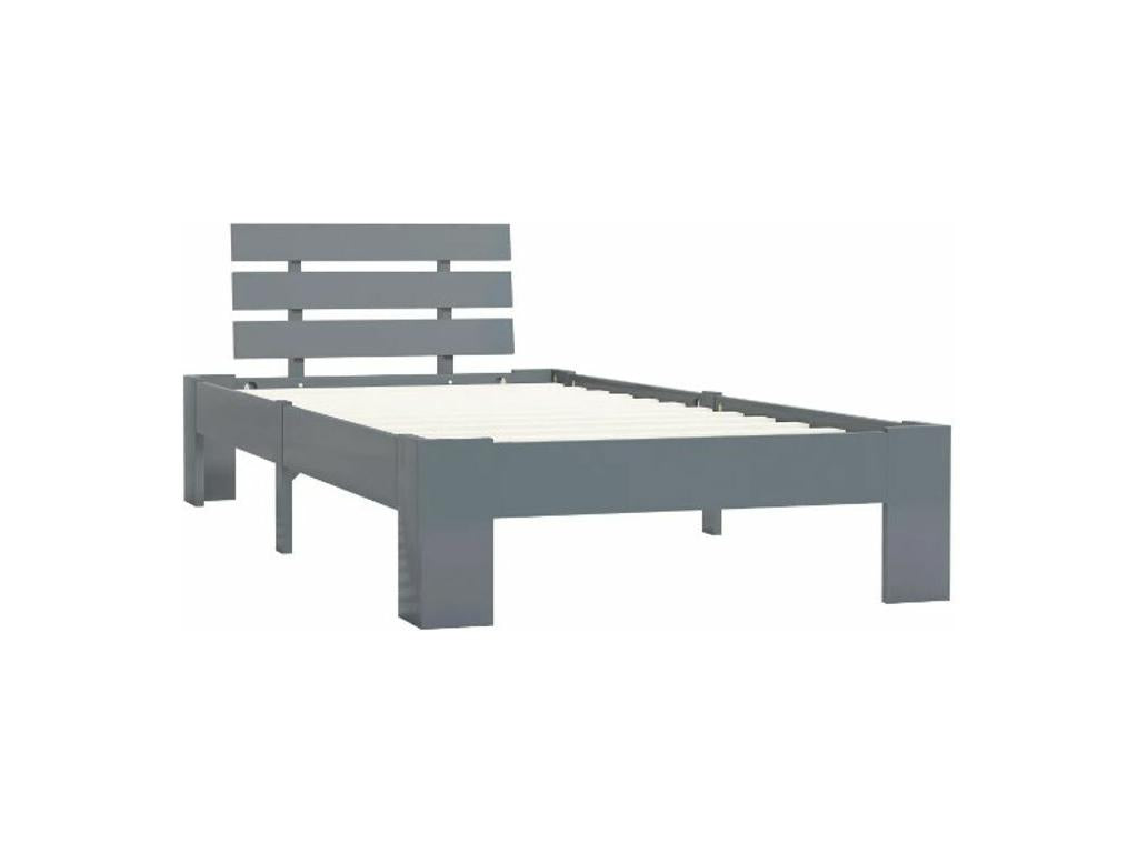 Single adult bed, solid pine, grey, Decohaute, 100x200 cm, YQPO79085