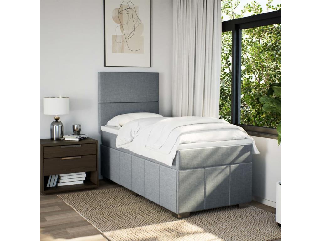 Chezlova bed base and mattress, light grey, 90x190 cm, fabric AQIO36733