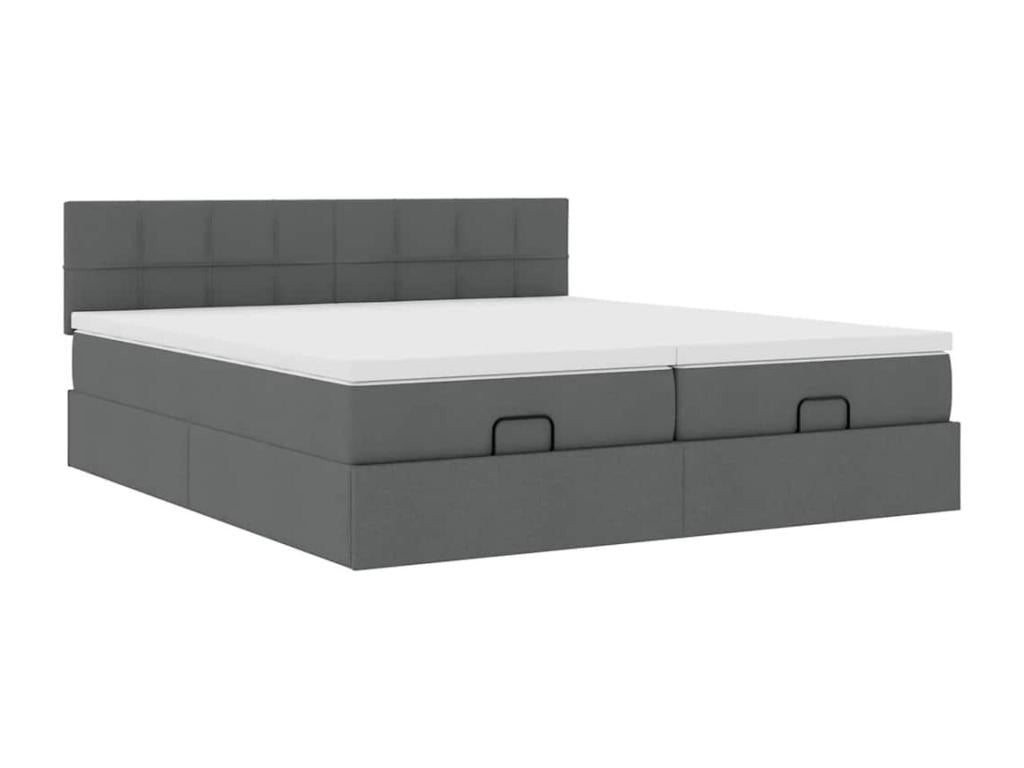 Ottoman bed frame with dark grey mattress 160x200cm fabric TWTZ56835