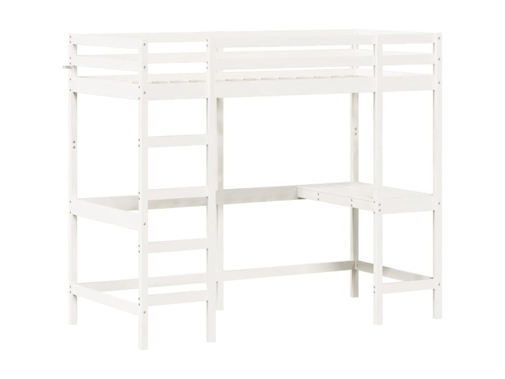 Bunk bed without mattress, white, 90x190 cm, solid pine wood, FFGM69725