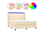 Decohaute bed base with mattress and LED lighting, Cream, 160x200 cm, Fabric WGSM68873
