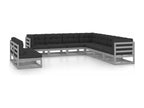 9-piece garden furniture set with cushions, Grey, Solid Pine Wood KXQB52295