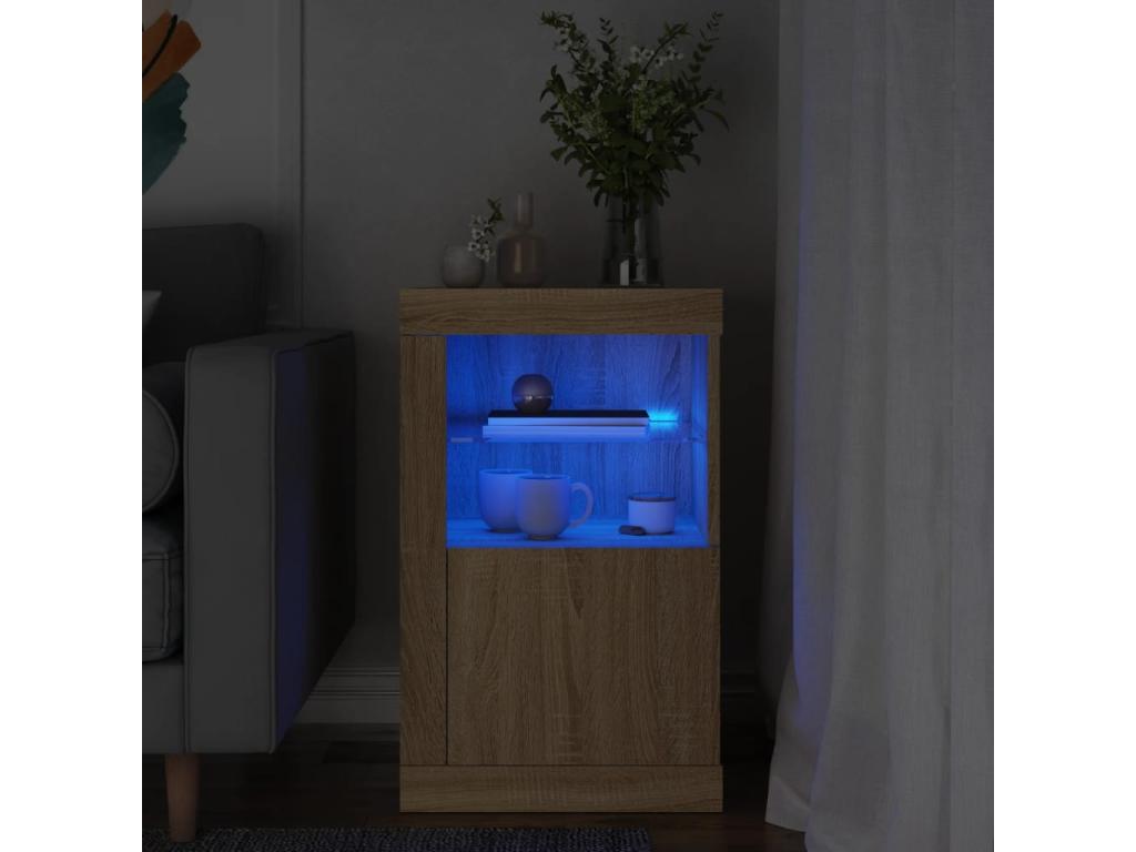 Side cabinet with LED high-decoration, oak finish, Decohaute CUCW71258