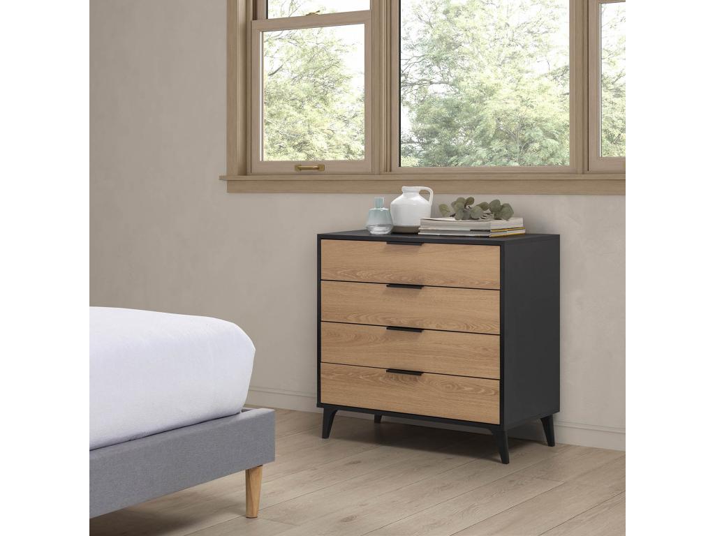 Decohaute 4-drawer nightstand in black/oak EJKF61225