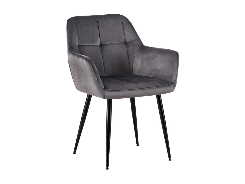 Chairs with armrests - Velvet / Matte black metal - Grey - Decohaute CWSU87890