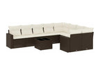 10-piece garden furniture set with brown resin wicker cushions NHJM72053