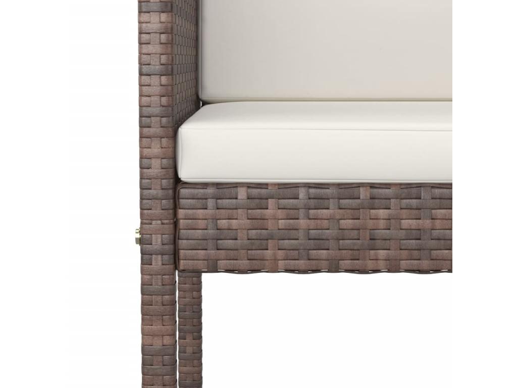 Garden bar set with cushions, 7 pcs, brown poly rattan IEPW71669