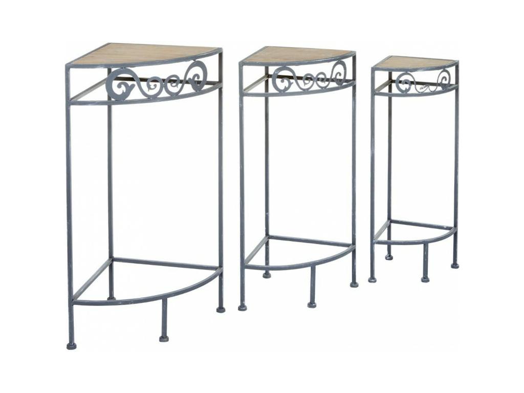 Set of 3 Botal Natural Corner Shelves XCJG67398