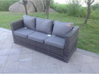 Rattan garden furniture with 3-seater sofa, coffee table, side table, and stools, dark grey, MéDecohaute YOHT92631