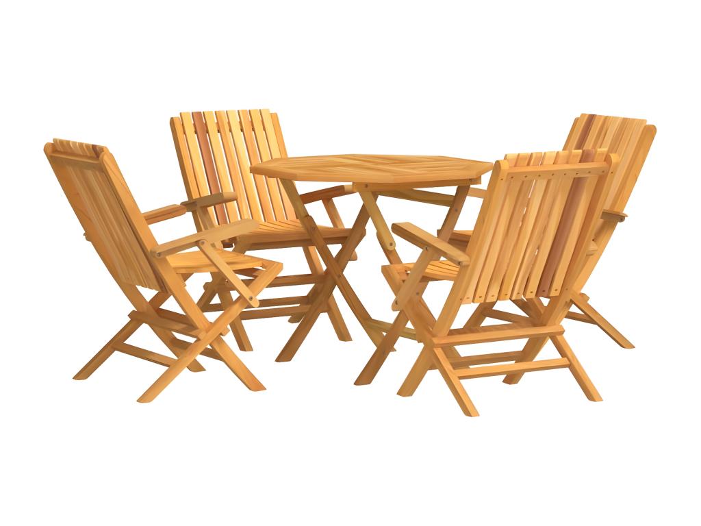 5-piece garden dining set, solid teak wood, CVIZ98533