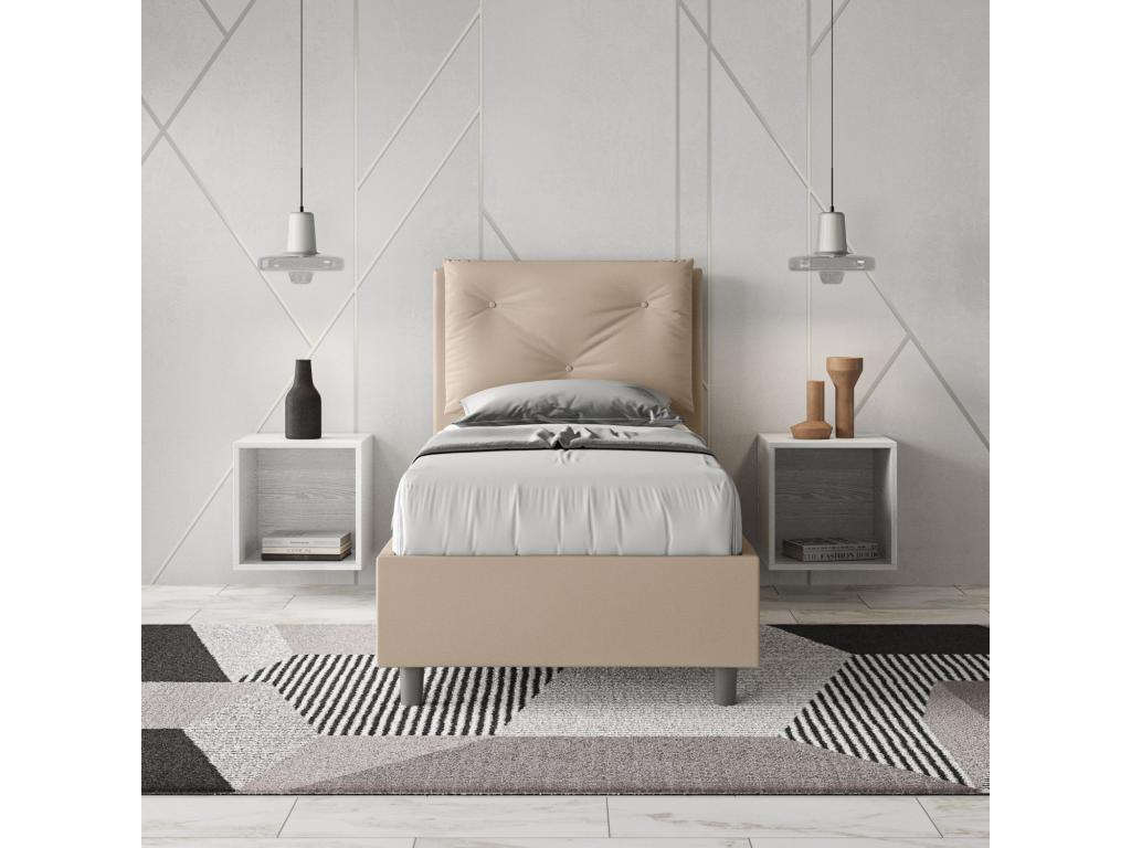 Domopure dove grey faux leather bed with padded slatted base 80x200 HOSX63281